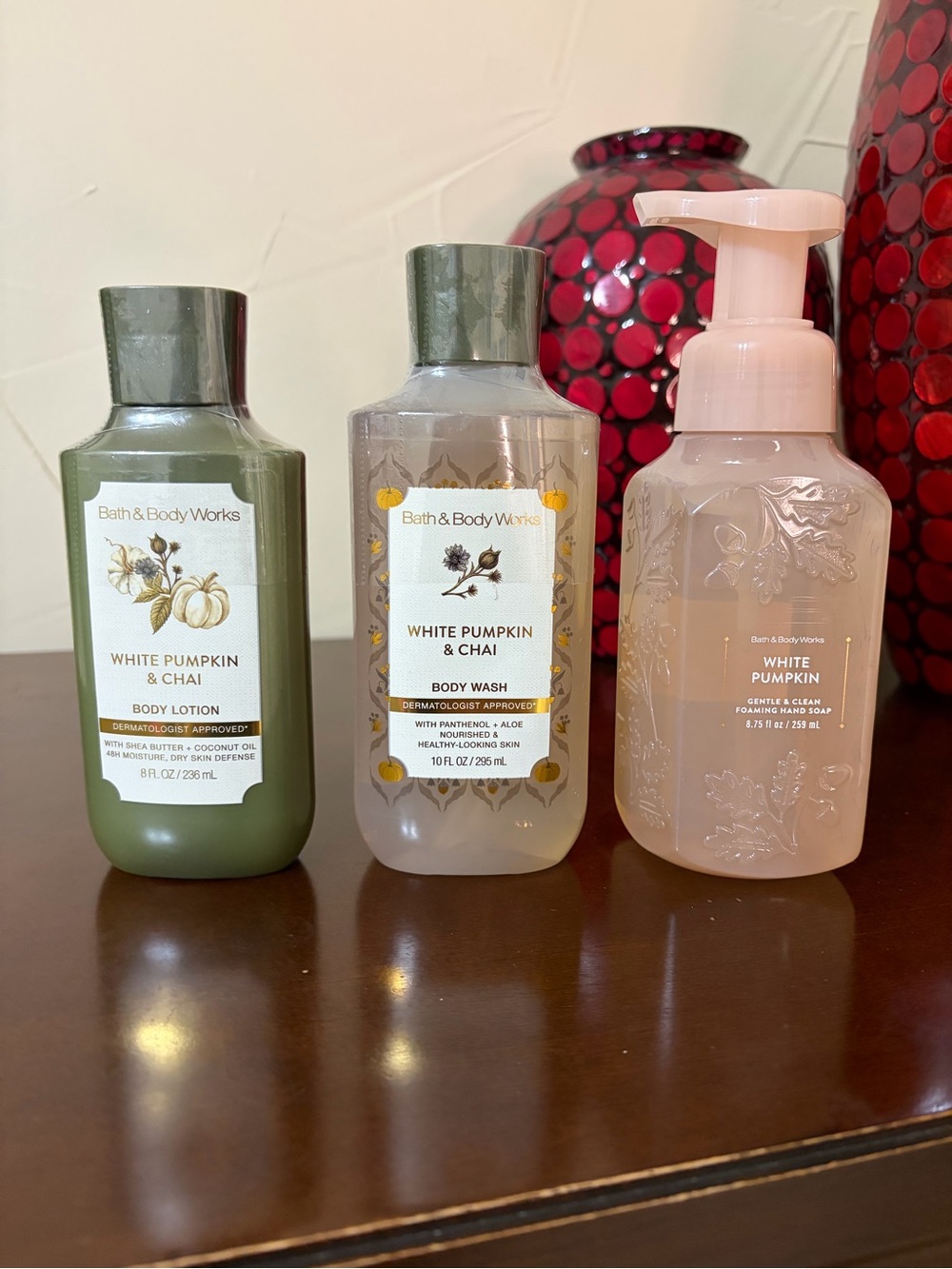 Bath & Body Works White Pumpkin 3 Full Size Piece Set